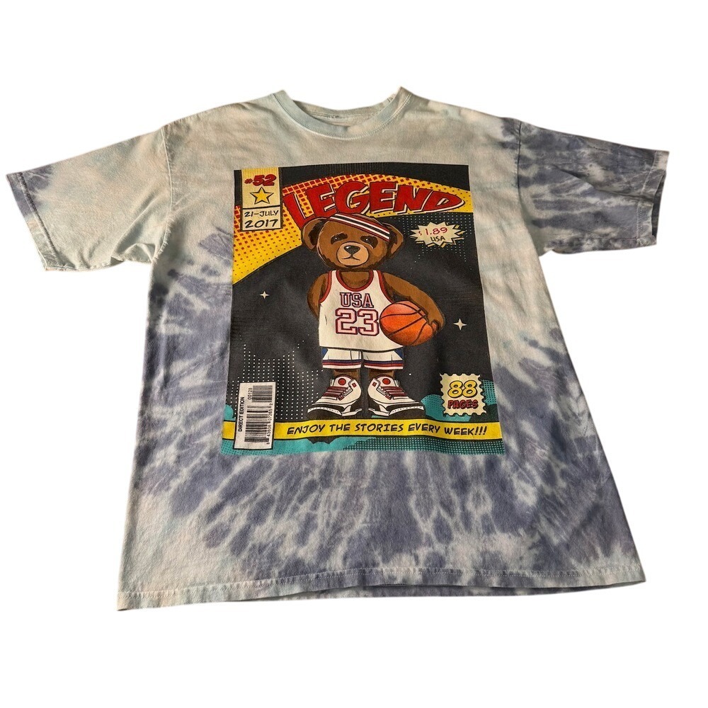 Vibes Tie Dye T-Shirt Basketball Bear‎ Graphic Novelty Tee XL
